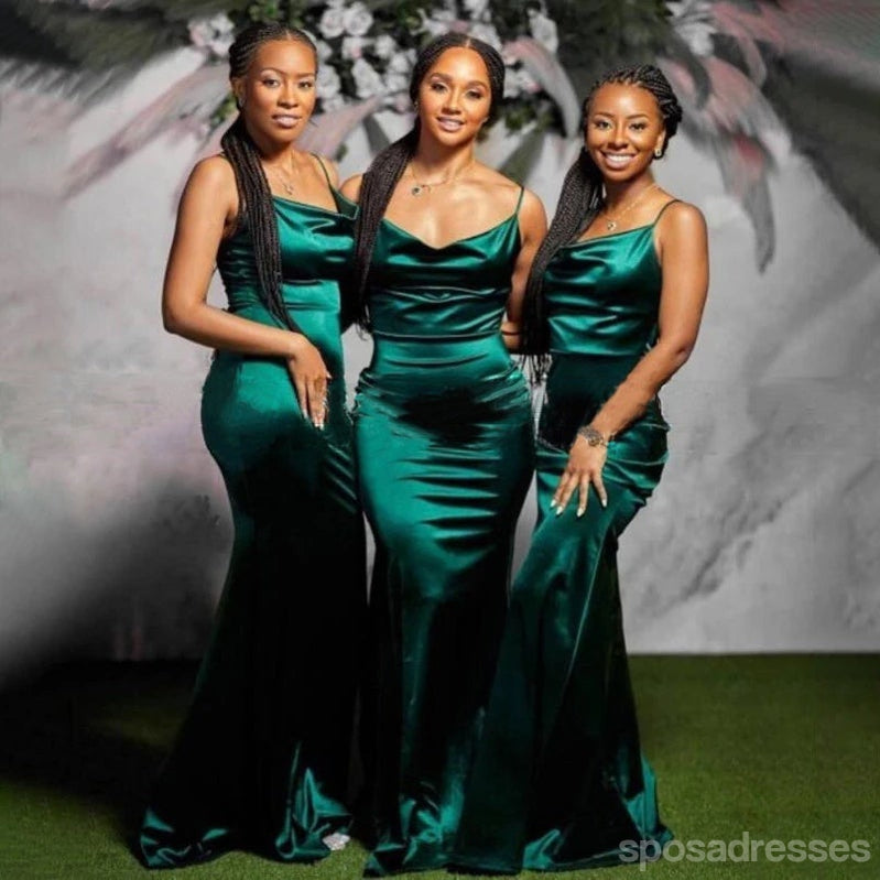 Spaghetti Straps Mermaid Emerald Green Cheap Long Bridesmaid Dresses Online,WG1207