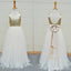 Vestidos de niña de flores lindos de tul blanco con lentejuelas doradas para el banquete de boda, FG002