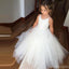 Spaghetti Lace Top Tulle blanco Venta caliente Vestidos de niña de las flores para el banquete de boda, FG005