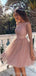 Manches longues Dusty Pink Sparkly Short Cheap Homecoming Dresses Online, CM820