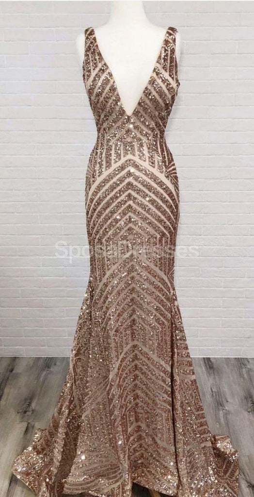 Sexy Backless Serquin Mermaid Long Evening Prom Dresses, Evening Party Prom Dresses, 12221