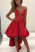 High Low Red Lace Spaghetti Straps Cheap Homecoming Dresses 2018, CM411