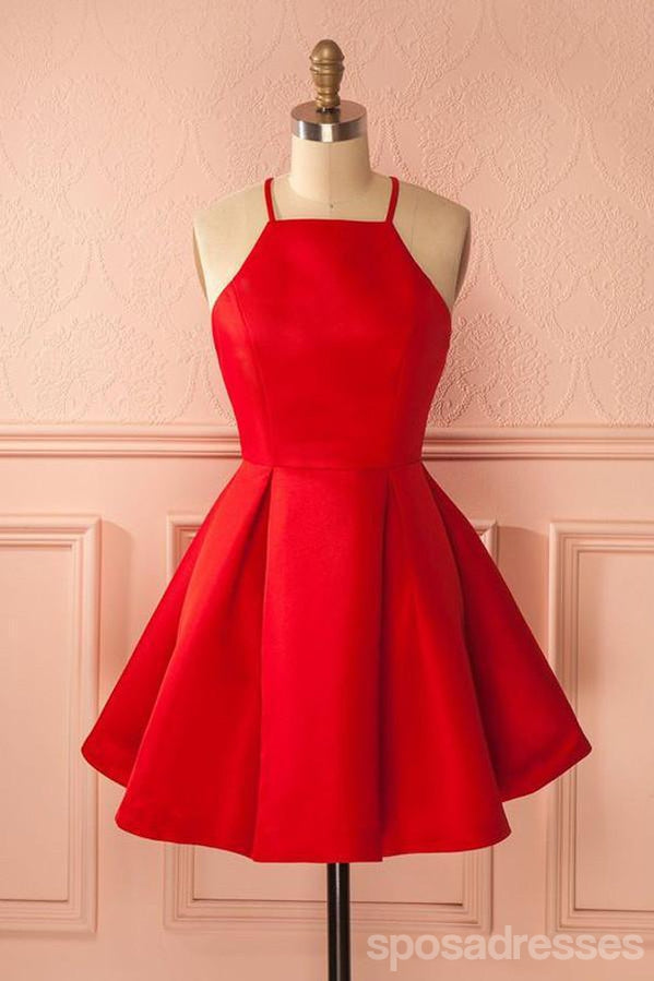 Cabestro vestidos de regreso cortos rojo vivo bajo 100, CM386