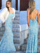 Σέξυ ανοιχτό μπλε γοργόνα μακρά βραδινά φορέματα Prom, βραδινά φορέματα, 12167