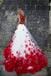 Sexy Two Pieces Red Lace White Skirt A line Long Custom Evening Prom Dresses, 17411