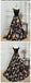 Black Scoop Neck Lace Bodice A-line Long Evening Prom Dresses, 17647