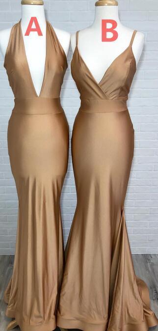 Vestidos de dama de honor baratos y sexy de sirena marrón en línea, WG570