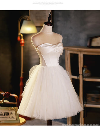 V Neck Dusty Pink Tulle Beaded Κοντά Homecoming Φορέματα Online, Φθηνά Κοντά Φορέματα Prom, CM845