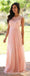 Elegant Lake Floor-Lengh Applique Blush Pink Long Formal Cheap Chiffon Bridges Dresses, WG35