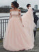 De hombro manga larga rosada alinean trajes de novia en línea, WD344