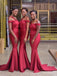 Correas rojas sirena larga única dama de honor barata atractiva se visten en línea, WG576