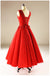 Rojo Unos Trajes de novia del Tul de la línea, 2.017 Corsé atrás Costumbre de Longitud del Té Vestidos de Boda, Vestidos Nupciales Económicos, 18002
