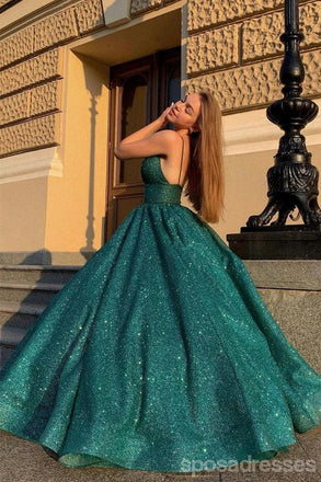Querida pescoço ouro lantejoulas uma linha barato longo Evening Prom Dresses, Evening Party Prom Dresses, 12350