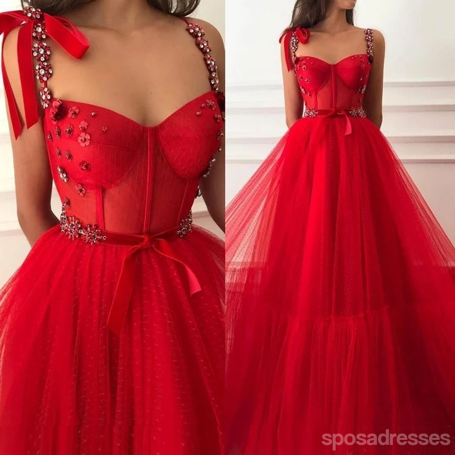 Simple Red A-line Straps Cheap Long Prom Dresses Online,Dance Dresses,12791