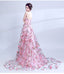 Cute Floral Pink A-line Sweetheart Long Prom Dresses Online, Dance Dresses,12750