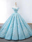 Off Shoulder Tiffany Blue Ball Robe Cheap Long Evening Prom Robes, Cheap Custom Sweet 16 Robes, 18532