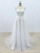 Falda de tul con cuello en V simple Vestidos de novia de una línea de encaje en línea, WD394