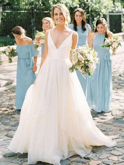 Simple Backless Organza Φτηνά Νυφικά Διαδικτυακά, Φτηνά Νυφικά, WD491