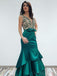 V Neck Emerald Green Mermaid Long Evening Prom Dresses, Cheap Sweet 16 φορέματα, 18338