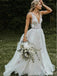 Sexy V-Neck Lace A-line Cheap Wedding Dresses en ligne, Cheap Bridal Dresses, WD616