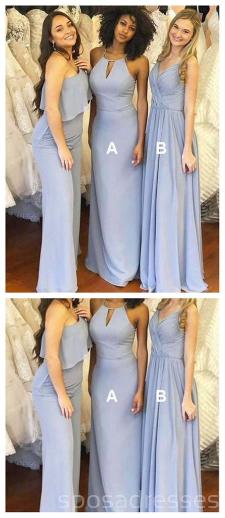 Φορέματα από μακρυμάνικο σιφόν Dusty Blue, Φορέματα παράνυμφων σε απευθείας σύνδεση, WG279