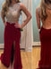 Bourgogne Sexy Dos nu Fente Latérale des Robes de Bal en ligne, Robes de Bal, PD0027