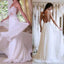 Sexy Backless Long Sheath Beach Lace Wedding Dresses, Chiffon Bridal Gown, WD0091