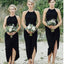 Απλή Μαύρο πλευρά σχισμής Σύντομη Φορέματα νύφης, Φτηνές Μοναδικό κιρκίρι Μήκος νύφης φόρεμα, BD125