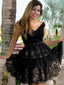 V-Ausschnitt Black Lace Billig Kurze Homecoming Kleider Online, CM641