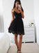 Les spaghetti dos nu sexy attachent des robes de retour au foyer de lacet noires les robes de bal d'étudiants courtes en ligne, bon marché, CM741