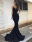 Spaghetti Straps Black Mermaid longues robes de bal de soirée, robes de soirée, 12169