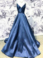 Simple azul marino barato vestidos de fiesta de noche larga, barato personalizado fiesta vestidos de fiesta, 18584