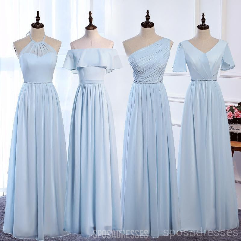 Φθηνά ανοιχτό μπλε μήκος πατώματος αναντιστοιχίας σιφόν φορέματα παράνυμφων σε απευθείας σύνδεση, WG538