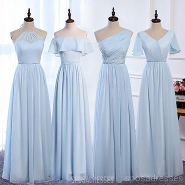 Baratos até o chão azul pálido comprimento incompatível Chiffon dama de honra vestidos on-line, WG538