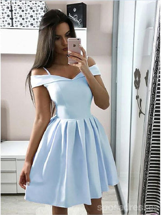 Απλό σπαγγέτι ιμάντες από τον ώμο σατέν σύντομη φτηνά φορέματα homecoming σε απευθείας σύνδεση, CM832