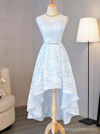 Μπλε Δαντελλών Υψηλό, Χαμηλό Homecoming Prom Φορέματα Φθηνά Κόμμα Χορό Γλυκό 16 Φορέματα, CM327