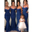 Spaghetti correas sirena azul sexy barato vestidos de dama de honor largo en línea, WG579