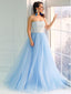 Στράπλες Δαντέλα Ανοιχτό Μπλε A-line Φθηνά Φορέματα Βραδινού Prom, Sweet 16 Φορέματα, 17499