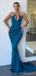 Sexy Blue Mermaid Halter Cheap Maxi Long Prom Dresses Online,13246