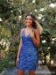 Blue Spaghetti Straps Short Homecoming Dresses,Cheap Short Prom Dresses,CM945