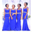 Blue Mermaid Cap Sleeves Cheap Long Bridesmaid Dresses,WG1418