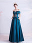 Blue A-line Off Shoulder Long Prom Dresses Online, Evening Party Dresses,12752