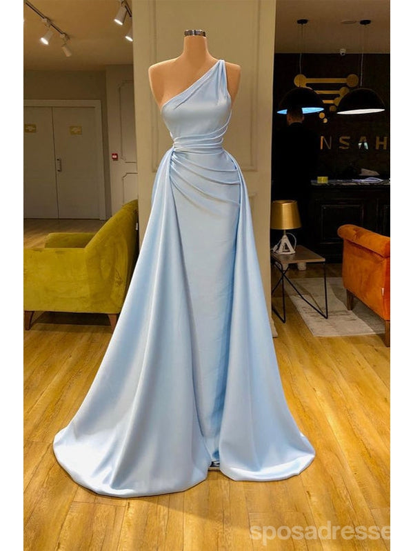 Blue Mermaid One Shoulder Cheap Long Prom Dresses,Evening Party Dresses,12897