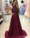 Simple Halter Burgundy Evening Prom Dresses, Custom Long Prom Dresses, Wedding Party Dresses,Long Bridesmaid Dress, PD0084
