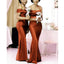 Burnt Orange Mermaid One Shoulder Cheap Long Bridesmaid Dresses,WG1424