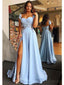 Καπ Sleeves Side Sleets Blue Hookey Long Evening Prom Dresses, Cheap Sweet 16 Dresses, 18382