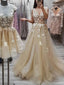 V λαιμόκοψη Δείτε μέσα από Lace A-line Long Evening Prom Φορέματα, Φτηνές Sweet 16 Φορέματα, 18437