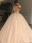 Σπαγγέτι λουράκια Beaded Ball Gown Tulle Φθηνά μακρά βραδινά φορέματα Prom, Custom Sweet16 φορέματα, 18412