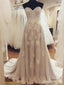 Vestidos de novia baratos de una línea de encaje de novia en línea, WD346