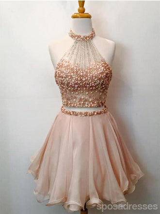 Champagne Two Pieces Beading Short Φτηνά Homecoming Online, CM572